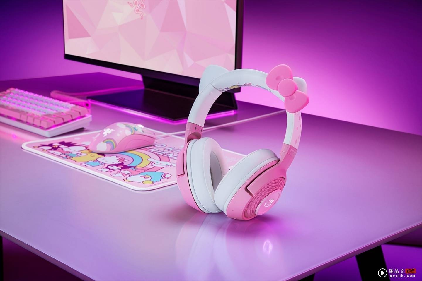 太粉太可爱！Razer 推出 Hello Kitty 系列电竞周边 无线耳机、鼠标、电竞椅通通都有 数码科技 图1张